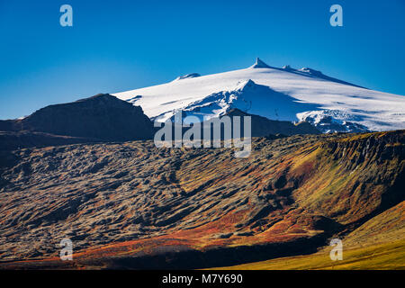 Snaefellsjokull Glacier, in the fall, Iceland Stock Photo