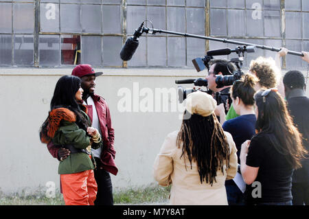 Behind the scenes of Nicole Scherzinger featuring 50 Cent 'Right There' Music Video on April 11, 2011 in Los Angeles, California. Stock Photo