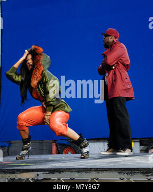 Behind the scenes of Nicole Scherzinger featuring 50 Cent 'Right There' Music Video on April 11, 2011 in Los Angeles, California. Stock Photo