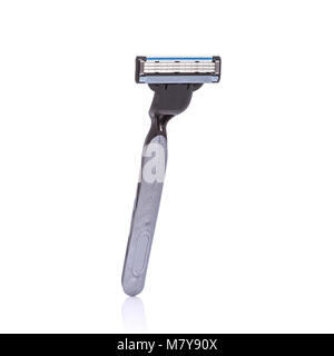 New grey men razor. Studio shot isolated on white background. Stock Photo