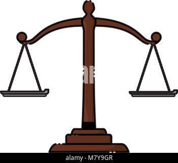 law scale icon over white background, vector illustration Stock Vector