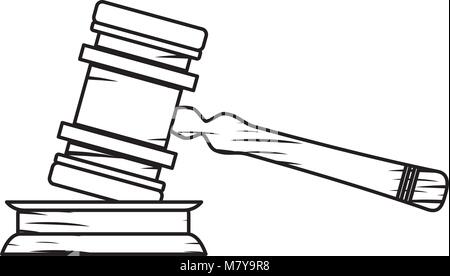 sketch of Law hammer icon over white background, vector illustration Stock Vector