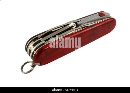 A Closed red swiss army knife Stock Photo