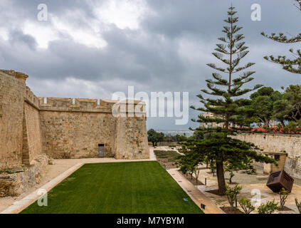 The D'Homedes Bastion, aka St. Paul Bastion, built in the 16th century, part of the city walls of Mdina, in Malta. Stock Photo