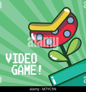 Plant on pipe videogame Stock Vector