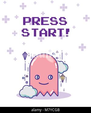 Press start videogame character Stock Vector