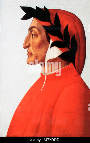 Botticelli, Dante. Portrait of Dante Alighieri (1265-1321) by Sandro Botticelli, c.1495 Stock Photo