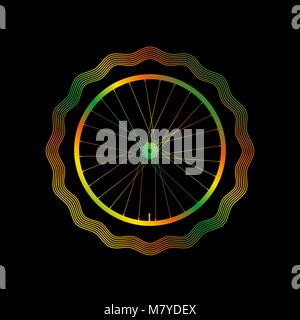 Decorative Bike Rim with Bright Gradient. Guilloche Vector Frame Stock Vector