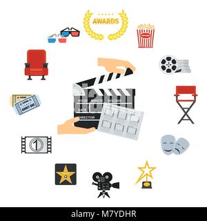 cinema icons set Stock Vector