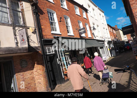 Hereford Herefordshire UK shoppers walk along Church City in the old city centre in March 2018 Stock Photo