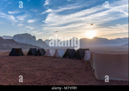 Tent camp in Wadi Rum desert area, Jordan. Stock Photo