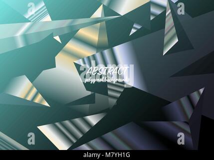 Abstract polygonal background, triangles mosaic, geometric texture, business card for the website, black crystals backdrop. Stock Vector