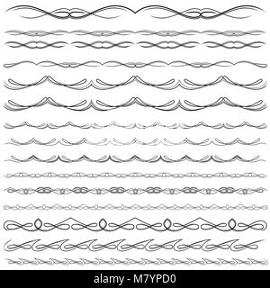 Big set of border swirl design elements for frame and others, hand drawn vector illustrations Stock Vector