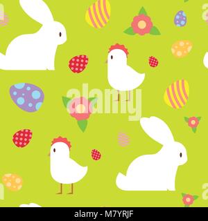 Happy Easter Seamless Pattern Holiday Symbols Ornament Background Stock Vector