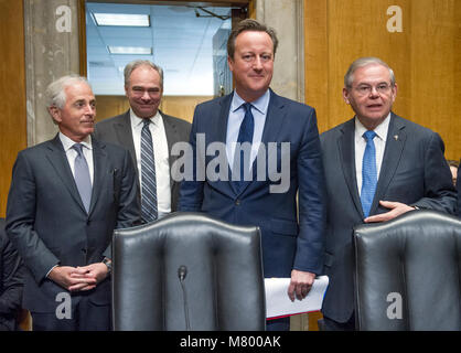 Washington, USA. 13th Mar, 2018. Former Prime Minister David Cameron of the United Kingdom, Chairman, Commission on State Fragility, Growth and Development, arrives to testify at a hearing before the United States Senate Committee on Foreign Relations 'to examine state fragility, growth, and development, focusing on designing policy approaches that work' on Capitol Hill in Washington, DC on Tuesday, March 13, 2018. Credit: MediaPunch Inc/Alamy Live News Stock Photo