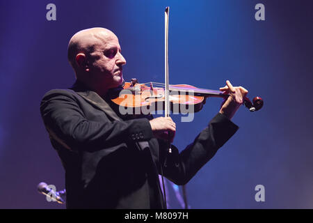 Naples, Italy. 13th Mar, 2018. Lucio Fabbri seen during the live performance.PFM - Premiata Forneria Marconi performs live at ''˜Teatro Augusteo' in Naples during their last tour called ''˜Emotional Tattoosâ Credit: Emanuele Sessa/SOPA Images/ZUMA Wire/Alamy Live News Stock Photo