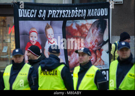 Anti abortion movement in Gdansk, Poland March 8th 2018 © Wojciech Strozyk / Alamy Stock Photo