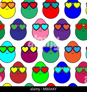 Happy Easter. Easter eggs with sunglasses pattern. Stock Vector