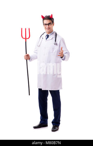 Devil doctor in funny medical concept isolated on white background Stock Photo