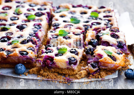 Shortcrust  pie with blueberries and condensed milk Stock Photo