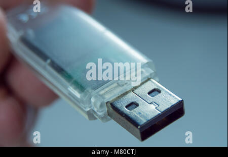 USB Stick - Flash memory stick in a close up shot - close up shot Stock Photo