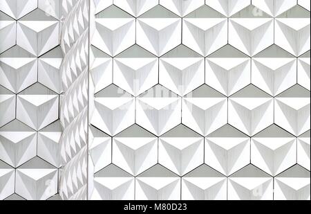 Front view of abstract geometric white  triangle and hexagon repeat patterns as seamless background Stock Photo
