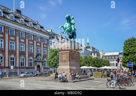 Denmark, Zealand, Copenhagen, equestrian statue on Højbro Plads commemorates the city founder Bishop Absalom Stock Photo
