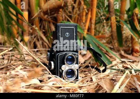 Old Camera, Yashica 365, Double lens camera Stock Photo