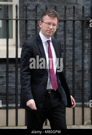 Attorney General Jeremy Wright QC leaves 10 Downing Street, London, following a National Security Council (NSC) where ministers were briefed on the latest intelligence on the nerve agent attack on a Russian spy Sergei Skripal and his daughter in Salisbury. Stock Photo