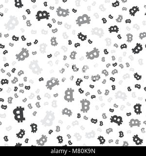 Seamless pattern sign Bitcoin. Black on a white background. Stock Vector