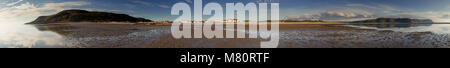 Panorama of Llandudno West Shore at low tide on the North Wales coast Stock Photo