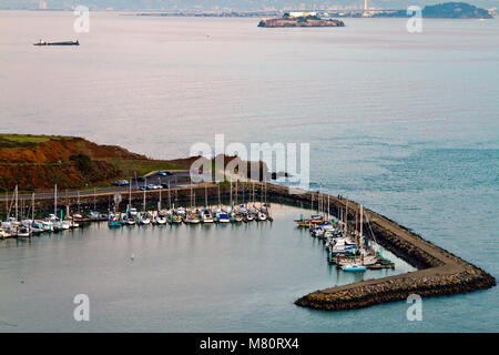 Boat harbor on Marin County side of San Francisco Bay. Stock Photo