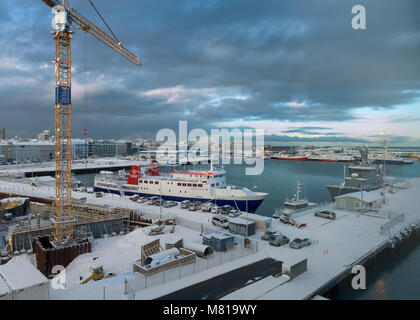 Old Harbour aerial view during winter in Reykjavik, Iceland Stock Photo