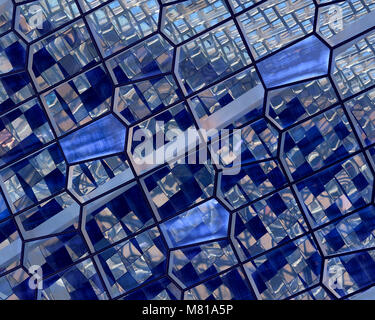 Abstract of pieces of blue glass from window Stock Photo