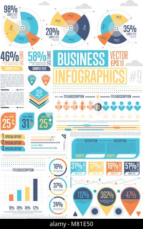 Business infographics set with different diagram Stock Vector