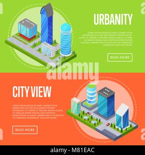 Modern urban life banners set Stock Vector