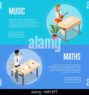 Music and maths studying at school Stock Vector