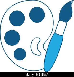 paint palette and brush  icon over white background, blue shading design. vector illustration Stock Vector