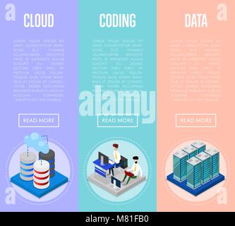 Data cloud coding and administration posters Stock Vector