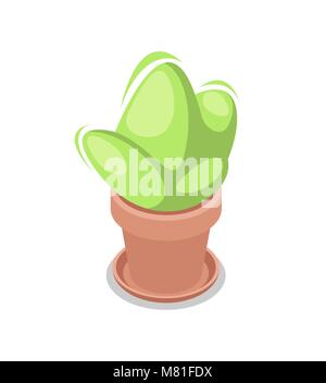 Home flower in pot isometric 3D icon Stock Vector