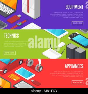 Modern technics and digital appliances set Stock Vector
