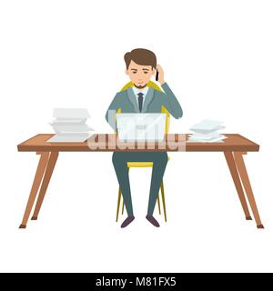 Young businessman working in office Stock Vector