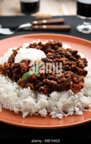 Chili con carne with basmati rice Stock Photo - Alamy