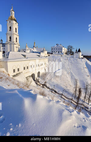 Tobolsk Kremlin with cathedral belfry in a winter day Stock Photo