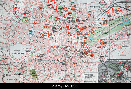 city map from the year 1892: Stuttgart, Germany, digital improved reproduction of an original print from the year 1895 Stock Photo