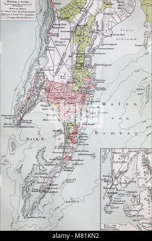 Original old map of India from 1875 geography textbook Stock Photo - Alamy