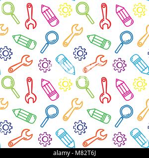 Hand-draw learns and develops seamless doodle background. Vector illustration. Stock Vector