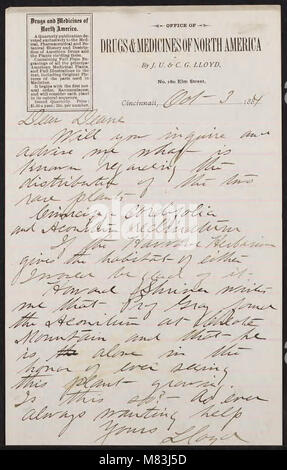 Curtis Gates Lloyd letters to Walter Deane, 1883-1917 (inclusive) (1883) (20631332610) Stock Photo