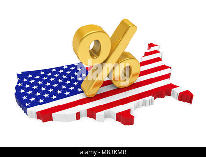 Percent Sign with United States Map Flag Isolated Stock Photo