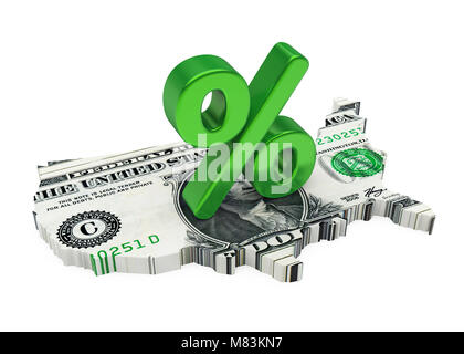 Percent Sign with United States Map Dollar Isolated Stock Photo